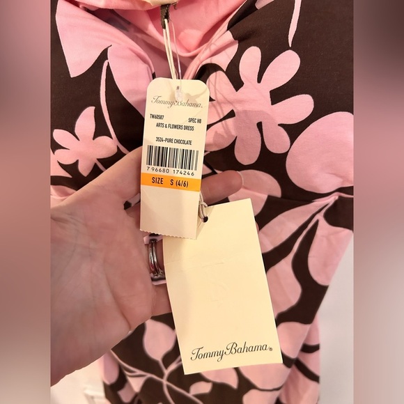 Tommy Bahama vintage Y2K Floral Pink and Brown Hawaiian sundress - Picture 4 of 7